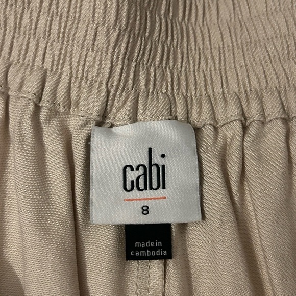 CABI Beige Linen Trouser Pants Traipse Wide Leg Crossover Waist Size 8 - Picture 4 of 10